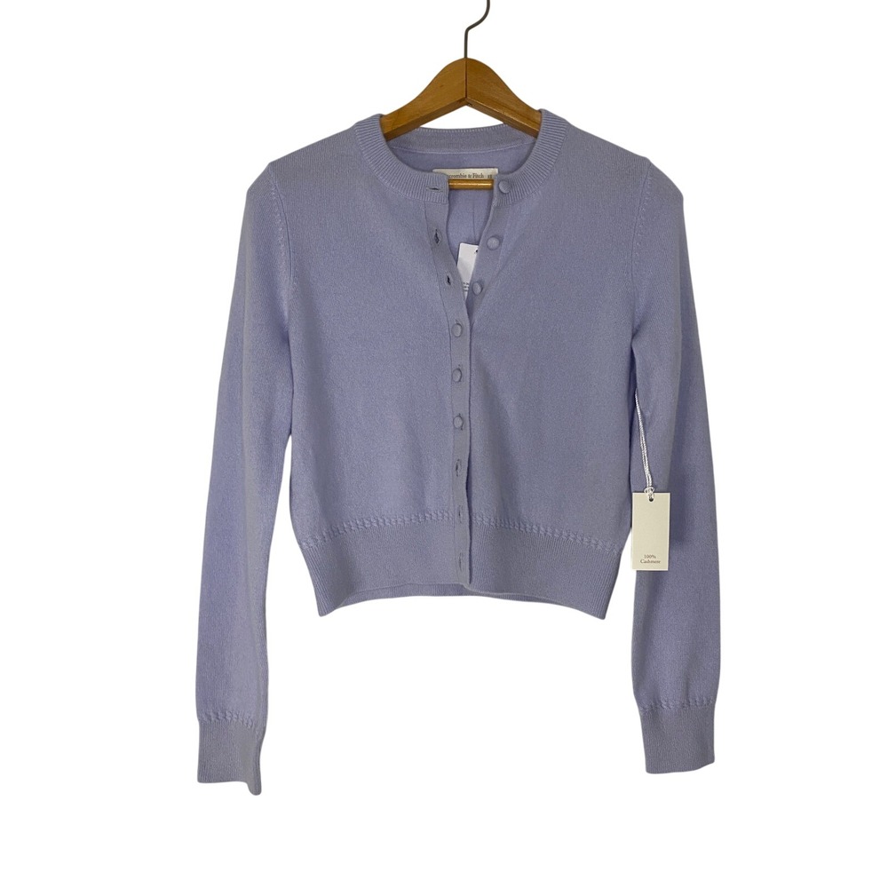 Abercrombie & Fitch 100% Cashmere Cardigan Sweater Lavender Purple XS New Preppy